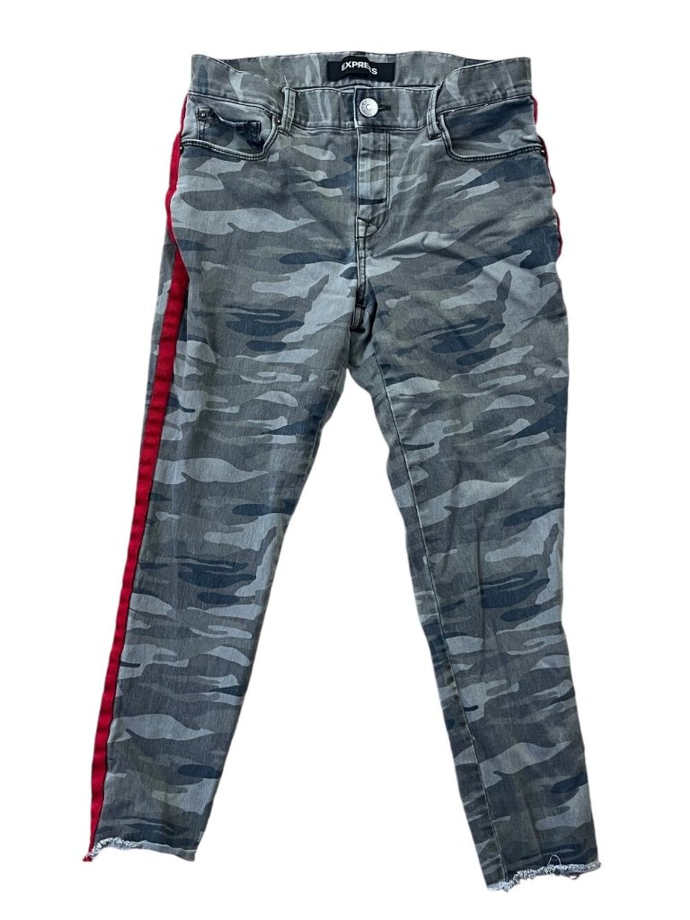 Express Camouflage Pants Womens 6 Short Track Stripe Y2K Streetwear Edgy Grunge